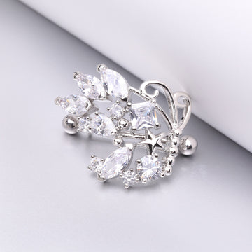 Detail View 1 of A Pair of Butterfly Extravagant Sparkle Dangle Nipple Shield-Clear Gem